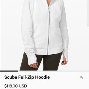 White Suba Full-Zip Luluemon Hoodie